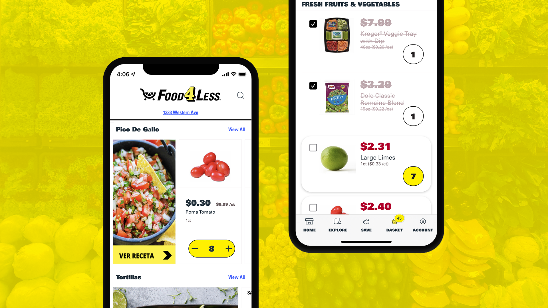 Food 4 Less App on Device
