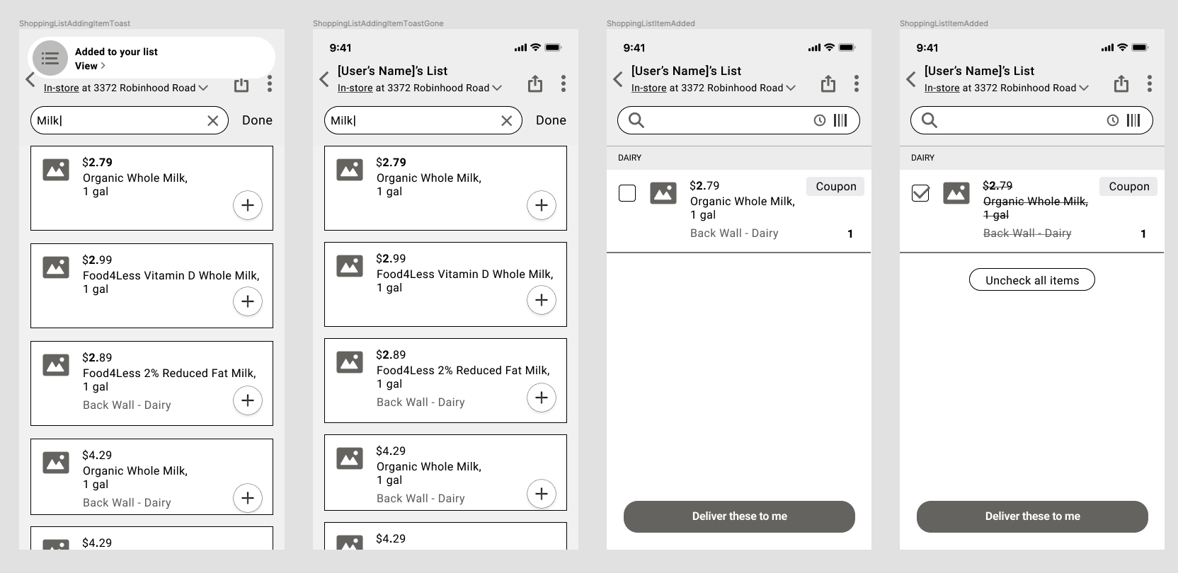 Initial Grocery List Prototype
