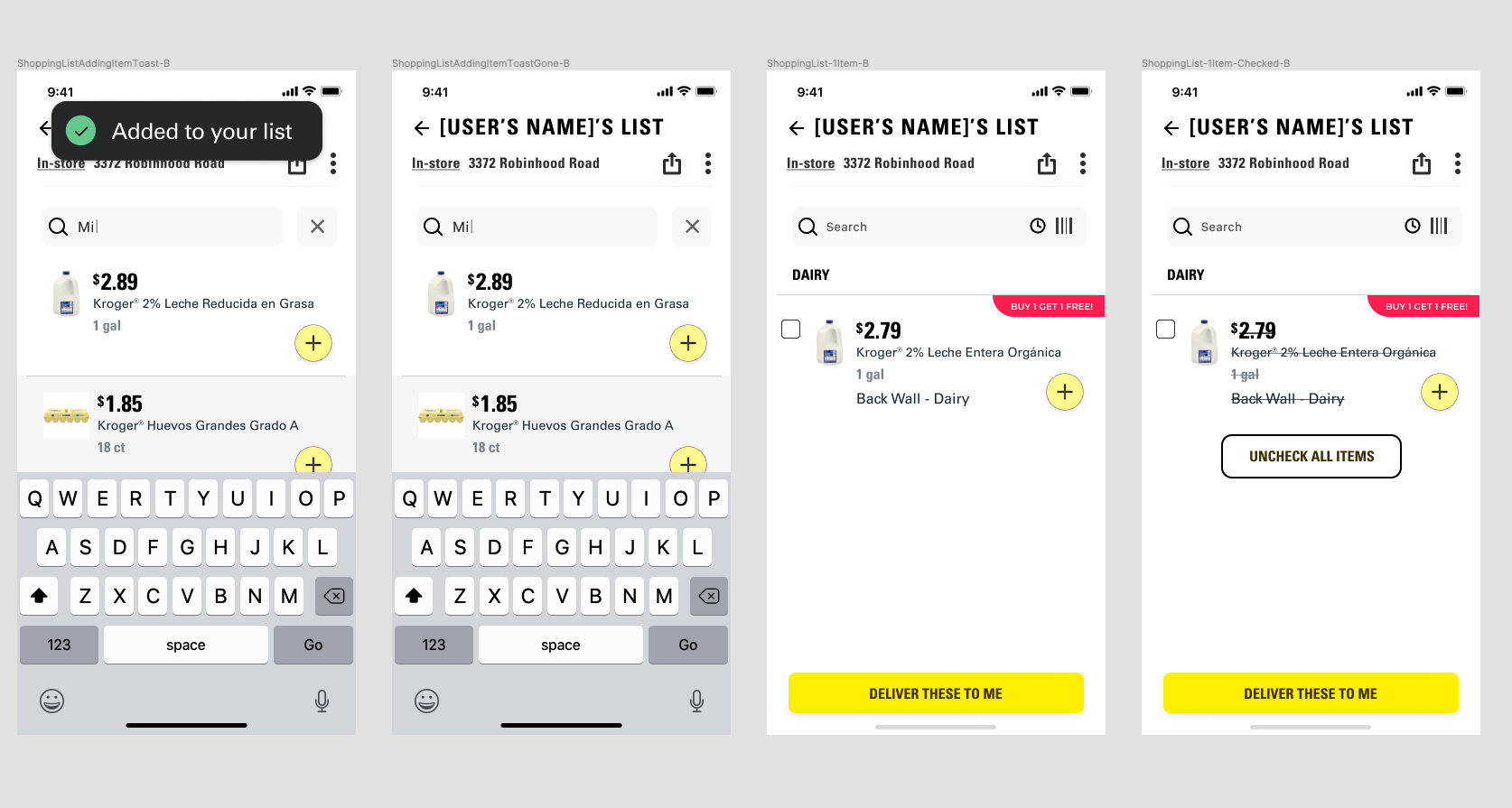 Early Hi-Fi Grocery List