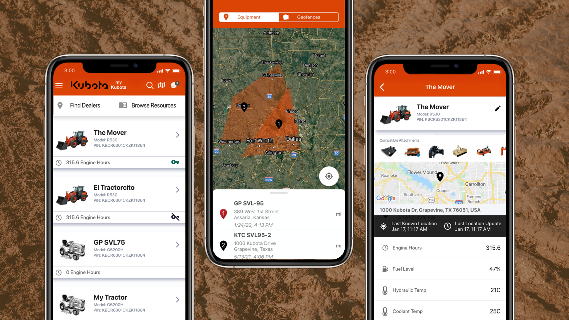 Kubota App on Device