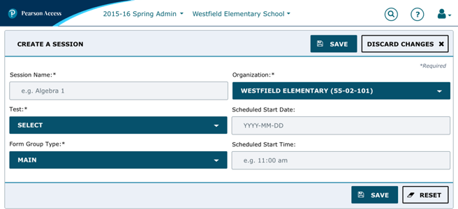 Create a Session Screen Mockup