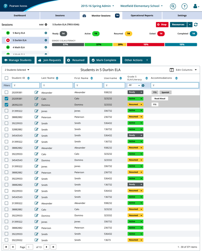 Students in Session Screen Mockup